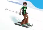 Ben 10 bermain ski