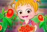Bayi Hazel tumbuh tomat
