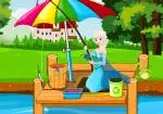 Elsa lærer å fiske