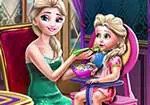 Mamãe Elsa a alimentação da criança
