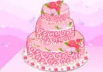 गुलाब के फूल के साथ शादी के केक