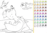 Χρωματίζοντας Παιχνίδι για παιδιά Η Λιχουδιά Για Ιπποπόταμο