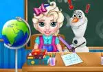 Bebê Elsa durante o horário escolar