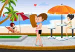 Iubitor sărut pe plaja