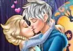 Elsa kissing Jack Frost 