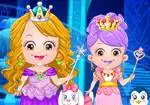 De Bayi Hazel wil kleden als een prinses voor de partij in het ijs kasteel
