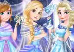 Dança do inverno entre flocos de neve princesas
