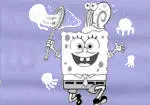 Spongebob con le meduse gioco da colorare