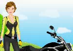 Berpakaian gadis pengendara sepeda motor