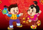 Zadowolony Chińczyk festiwalu wiosną dzieci