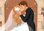 Der erste kuss der braut und des bräutigams