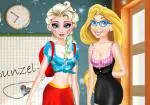 Elsa e Rapunzel roupa da escola secundária