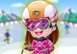 Bambina Hazel vestirsi come uno sciatore